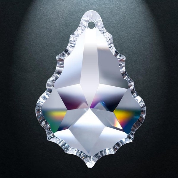 Regenboog kristal, eikenblad 38x26mm