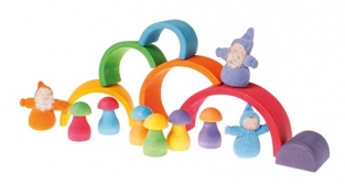 Set van 6 paddestoelen regenboogkleuren