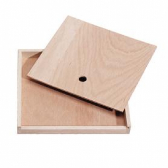 Leeg houten kistje voor 12 reuzekleuren