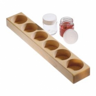 Houten houder voor 6 verfpotjes
