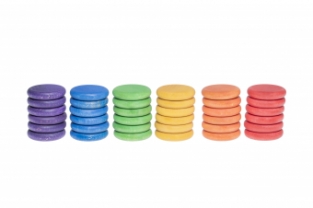 Schijfjes gekleurd 36 stuks, regenboog kleuren