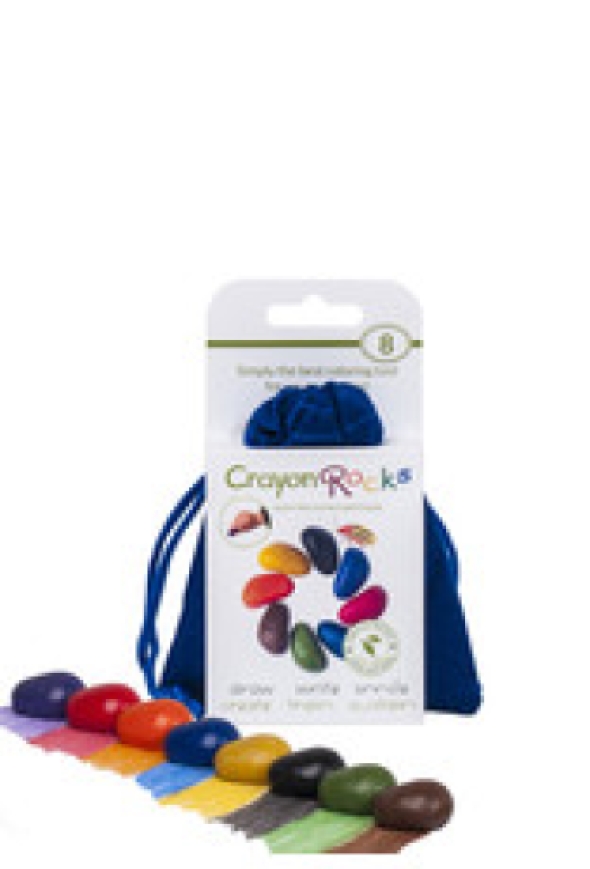Crayon rocks in een blauw fluwelen zakje (8 stuks)