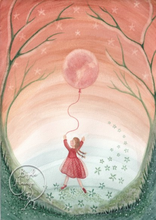 Girl with moon balloon