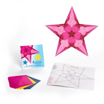 Sterrenpakket vliegerpapier, diepblauw, lichtgeel, magenta