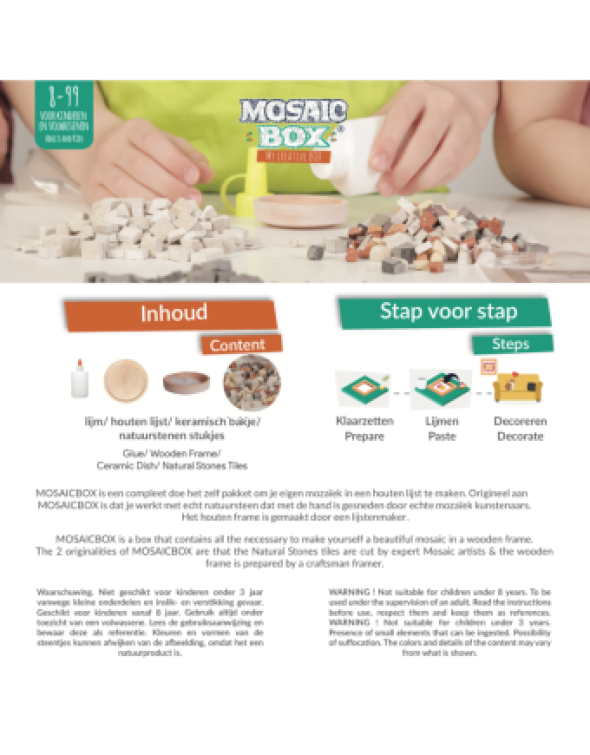 Mozaiek, mandala 8 met lijst